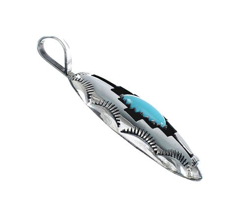 Navajo American Indian Genuine Sterling Silver Turquoise Pendant NX11679